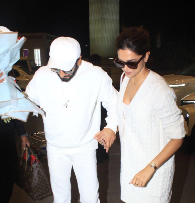 Deepika Padukone and Ranveer Singh make their first appearance in white after their pregnancy announcement